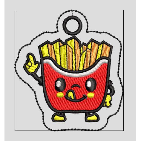 Stickdatei "Pommes" als ITH Schlüsselanhänger Bild 3