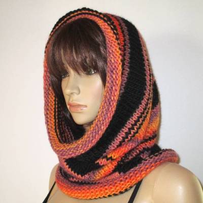 Kapuzen-Loop aus weicher Wolle, Loop, Schlauchschal, Schal, Rundschal