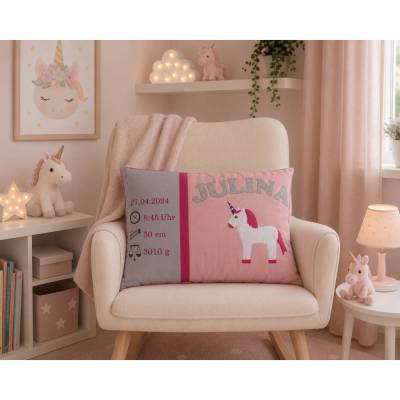 Dekokissen, Geburtskissen, Sofakissen, Namenskissen, Kuschelkissen, bestickt, personalisiert