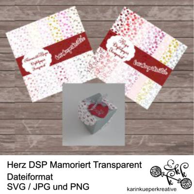 Digitalpapier Herz DSP Mamoriert Transparent
