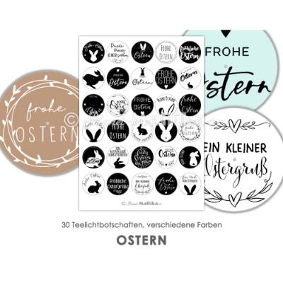 OSTERN Teelicht - Botschaften Teelicht Vorlagen Bilder für Teelichter digitale Datei zum Selbstausdrucken Glücksteelicht