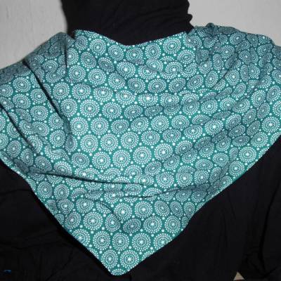 Halstuch Sabbertuch Speichelfänger Latz für Erwachsene petrol-weiß Kreismuster