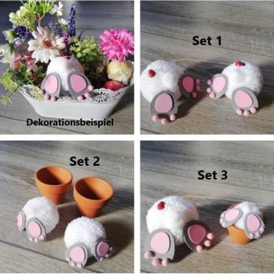 Hasenpopo Pompoms – Handgemachte Deko-Bommel für Ostern & Frühling | Versteckter Hase, verschiedene Se
