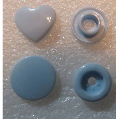 24 Druckknöpfe Herzchen hellblau blau – Kam Snaps 12,4 mm T5 B20 nähfrei für Kleidung & Taschen