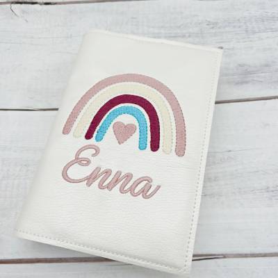 Gotteslobhülle Regenbogen Hülle Geschenk Kommunion Geschenkidee personalisiert Kunstleder edel optional Rosenkranztasche