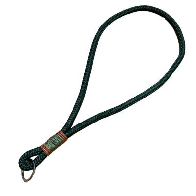 Schlüsselanhänger, dunkelgrün, grün, lang, aus Tau 10 mm mit Leder