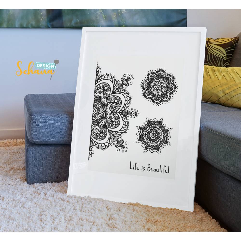 Mandala Life is Beautiful Plotterdatei SVG DXF EPS mit 10 Sprüchen Bild 2
