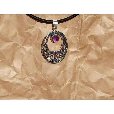 Seidenband-Kette mit Amethyst-Anhänger aus 925 Sterlingsilber – Edler Halsschmuck