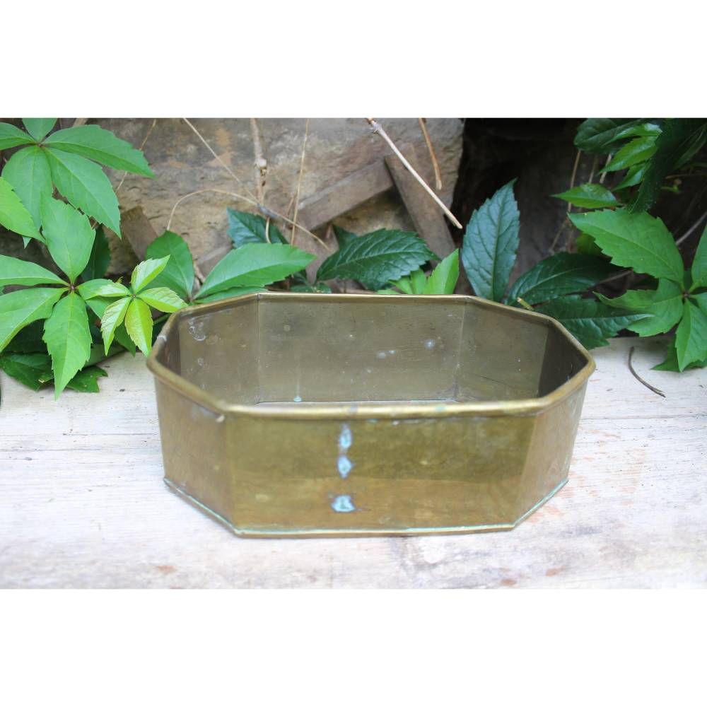 uralter Messing Topf Übertopf Blumentopf Jardiniere Pflanzschale Vintage shabby Landhaus