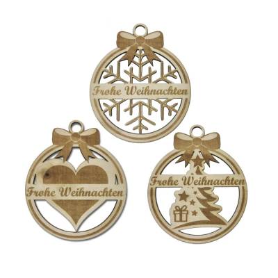 Christbaumschmuck Personalisierbar - Weihnachtsschmuck mit Namen aus Holz - Schneeflocke,Herz oder Weihnachtsbaum