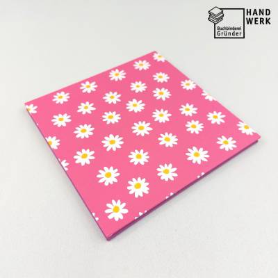 Leporello, 16 x 16 cm, pink weiß Margerite, handgefertigt 