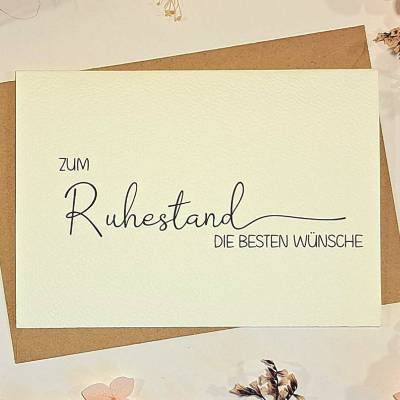 Glückwunschkarte Ruhestand – Abschiedskarte Rente & Pension für Kollegen, Klappkarte inkl. Umschlag, A6