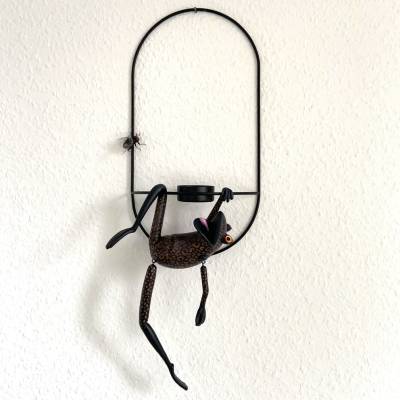 Junger Raubfrosch, Kerzenhalterhalterfrosch, vintage Kerzenhalter, Kerzenhalter mit Frosch, Wandleuchter Frosch