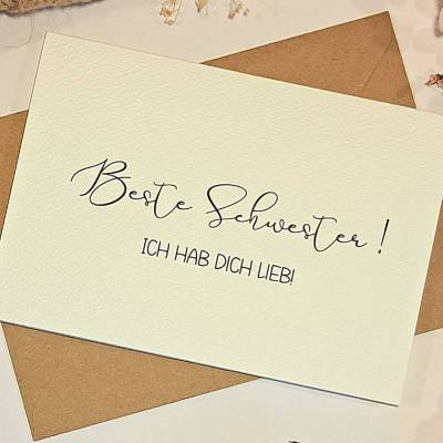 Beste Schwester Geschenkkarte – Minimalistische Karte mit Umschlag – Lieblingsschwester Geschenk