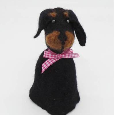 Eierwärmer Rauhaardackel schwarz aus Filz, Tischdekoration für Hundebesitzer, handgefilzter Rauhaardackel, Hun