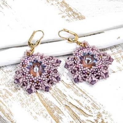 festliche ohrringe, brautschmuck hochzeit, geschenk, beadwork, trend schmuck, glasperlenschmuck, lila