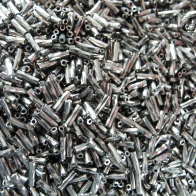 Stift Zylinder Glasperlen 6mm silber gedreht