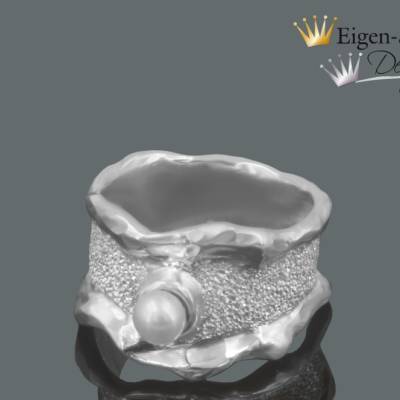 Goldschmiede Perlenring "shiny pearl" in 925 Sterling Silber , Silberring, Perlenring, Perle, Perlenschmuck