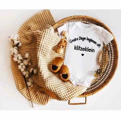 Große Dinge beginnen oft klitzeklein / Schwangerschaft verkünden | Baby Body Mama Papa Wunder Überraschung | Geschenk fü