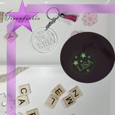 Schlüsselanhänger personalisiert Glow in the Dark aus Acryl / Namen / Brautjungfer / JGA Geschenk / Party Gastgeschenk