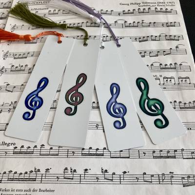 Musik Lesezeichen, Bücher, Notenschlüssel Lesezeichen aus Metall mit Violinschlüssel , Geschenk Musiker,  Musik Buch