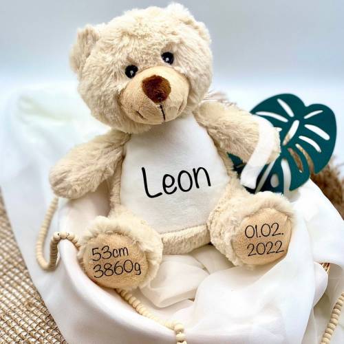 Kuscheltier Teddybär mit Name Personalisiert | Geburtsdaten