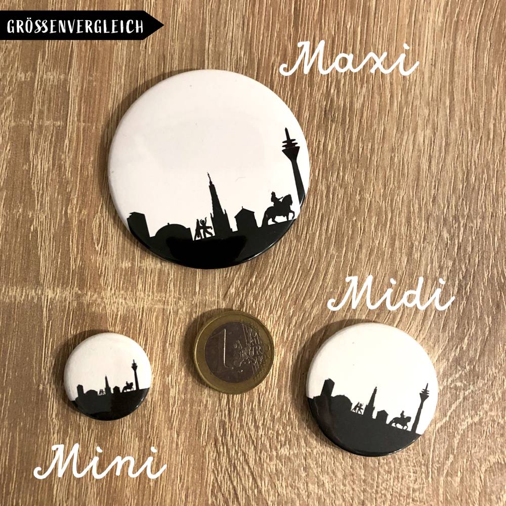 Düsseldorfer Skyline Button in 2 Farben und 3 Größen nach Wahl Bild 4