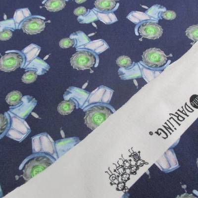 Jersey Baumwolljersey Traktor Trecker blau Oeko-Tex Standard 100  (1m/17,-€)