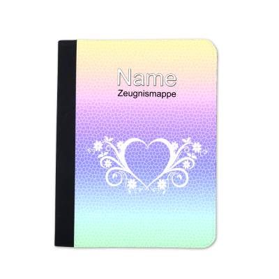 Herz Zeugnismappe personalisiert | Zeugnismappe Mädchen | Zeugnismappe mit Namen | Urkundenmappe Pastell