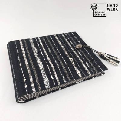 Fotoalbum, handgewebt, 23 x 20 cm, handgefertigt, schwarz weiß
