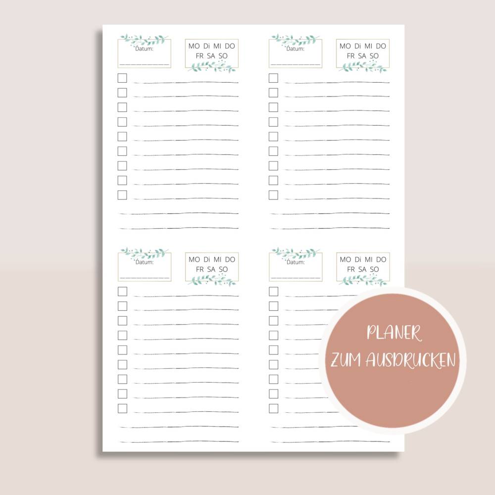 To-Do Liste, kleiner Wochenplan, Wochenplanerplaner zum Ausdrucken A4