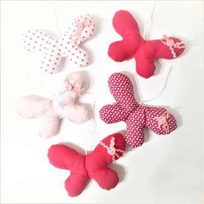 5er Set Stoff Schmetterlinge Rosa Pink zum Aufhängen – Frühlingsdeko & Geschenkidee