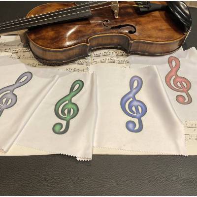 Reinigungstuch für Geige, Geigenbögen, Saiten, mit blauen Notenschlüssel Violine Streichinstrumente, Lackpflege