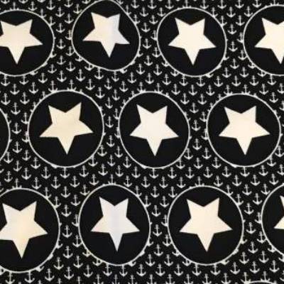 Jersey MARINE mit weissen STERNEN * KREISEN und ANKERN * 1,00 x 1,30 m