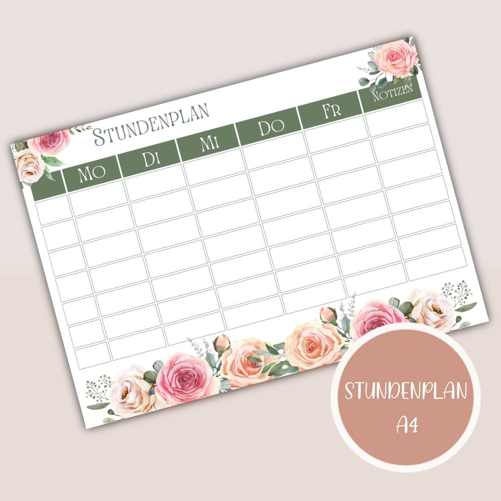 Stundenplan zum Ausdrucken A4 | Planer&Listen Printables