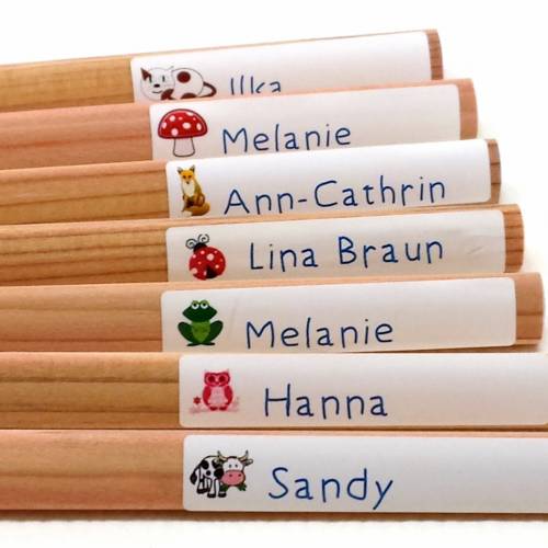 DIY 60 Stiftaufkleber Schulkind mit Name personalisiert verschiedene Motive