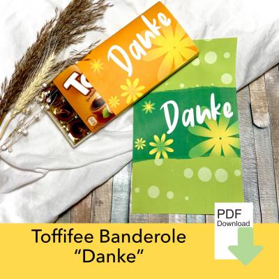 2 Toffife Verpackung Banderolen, Schokolade, Danke, Dankeschön Geschenk, Kommunion, Konfirmation, Kollege, Chef, Hebamme