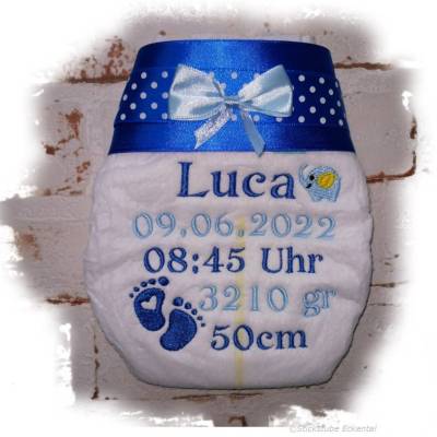 Bestickte Windel mit Name