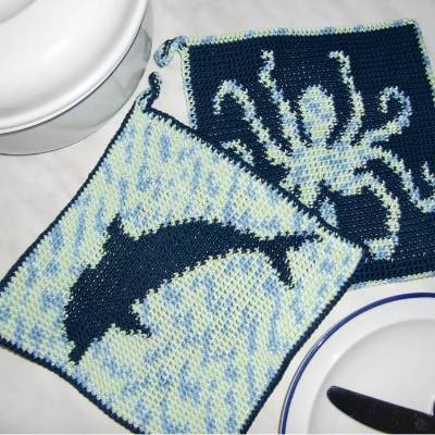 DIY Häkelanleitung Doubleface-Topflappen Maritim 5 (PDF)