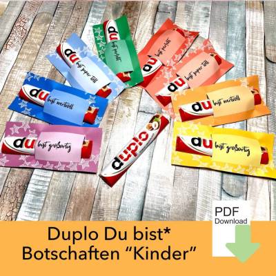 8 DU bist Botschaften zur Motivation, Duplo Banderole, Affirmation, Schule, Kindergarten, Schokolade, Download Datei