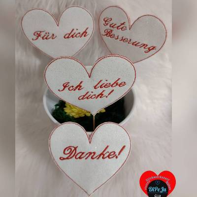Stickdatei Blumenstecker Herz ITH - In the hoop