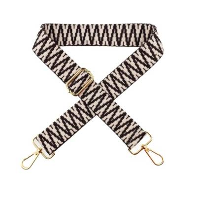 Fertiger Taschengurt 40 mm Chevron -Style Schwarz-creme - gold  (1Stück/ 10,95 €)