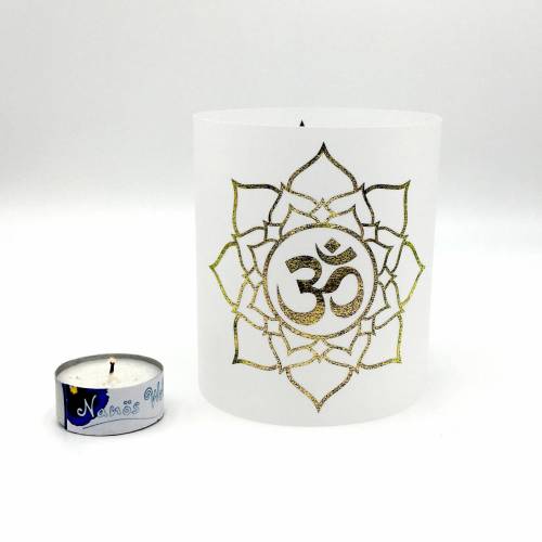 Yoga Licht Om Lotusblüte gold Meditation sanftes Licht bunt Geschenk Windlicht Papier Blüte des Lebens