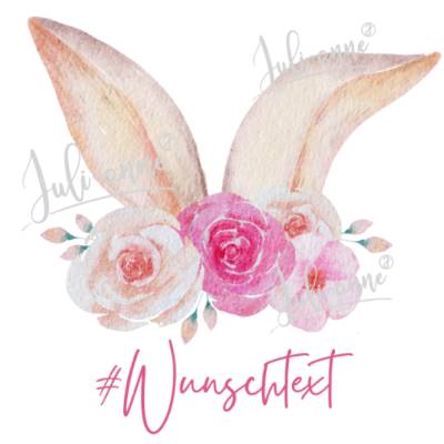 Bügelbild Hasen Ohren Ostern #Wunschtext