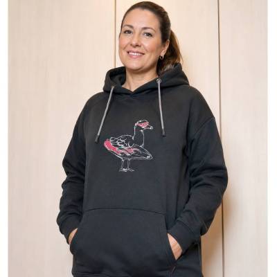 Damen Hoodie in Gr. 42 schwarz mit Möwe