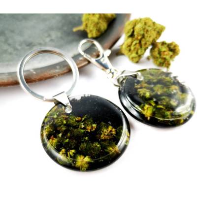 Anhänger, Schlüsselanhänger, Hanfblüte, Cannabis Schmuck, Geschenke für Stoner, 420