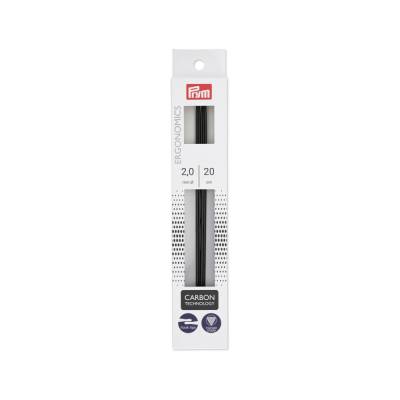 Nadelspiel Stumpfstricknadeln Prym Ergonomics Carbon Technologie 20 cm 2,0