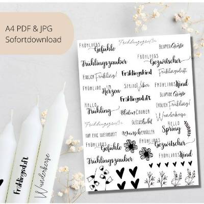 PDF Vorlage für Kerzen I Frühling| Mitbringsel I Kerzentattoo Stabkerzen Wasserschiebefolie | Druckvorlage DIY