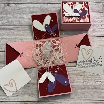Explosionsbox Geschenkverpackung inkl. Schutzengel zum Valentinstag, für die Mama / Freundin zum Geburtstag, Stampin’Up 