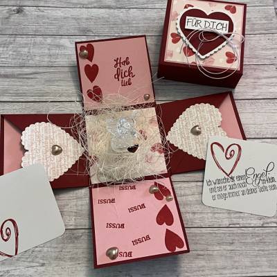 Explosionsbox Geschenkverpackung inkl. Schutzengel zum Valentinstag, für die Mama / Freundin zum Geburtstag, Stampin’Up 